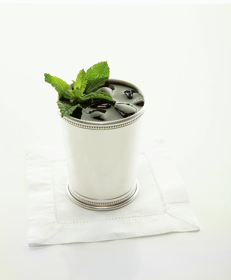Mint Julip In Silver Cup Garnished With Mint Leaves Photograph by Cindy Haigwood
