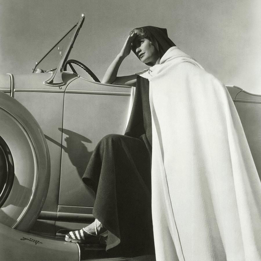 Miriam Hopkins Leaning On A Car Photograph by George Hoyningen-Huene
