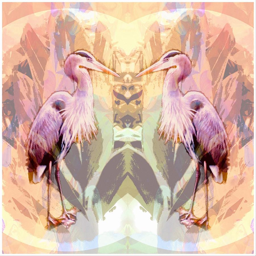 Mirror Image Blue Heron Digital Art by Don Wright