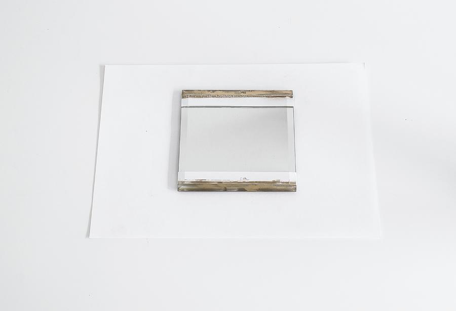 Mirror With Areas Masked With White Masking Tape And Painted Stripes Photograph by Agata Dimmich