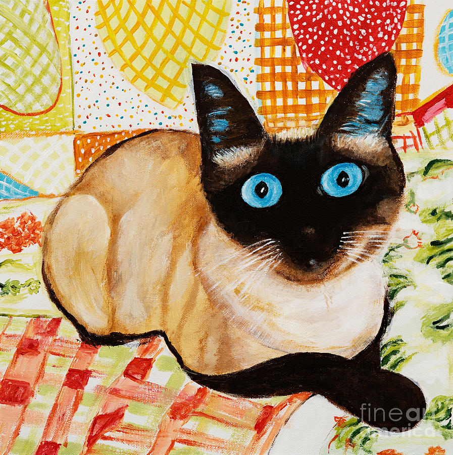 Cat Painting - Misha the beautiful Siamese Cat by Art by Danielle