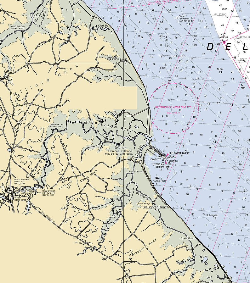 Mispillion Riverdelaware Nautical Chart Mixed Media by Sea Koast