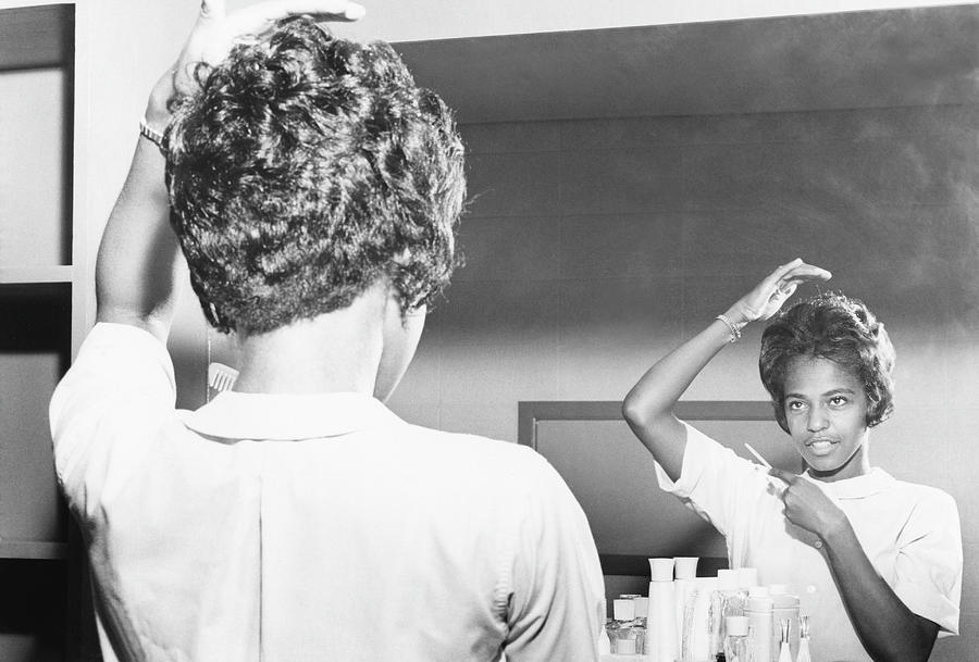 Miss Constance L. Black Combing Hair Photograph by North Carolina Central University