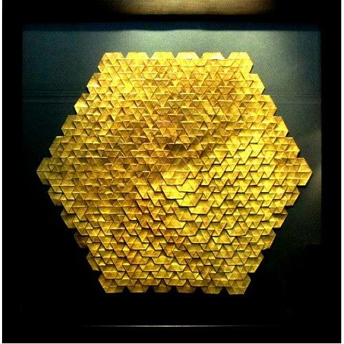 Golden Hexagon Tapestry - Textile by Zomorrod
