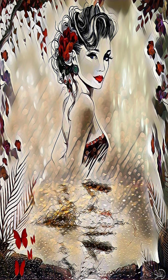 Butterfly Digital Art - Miss Playful Red by SWADART COM - Swedish Attitude Design