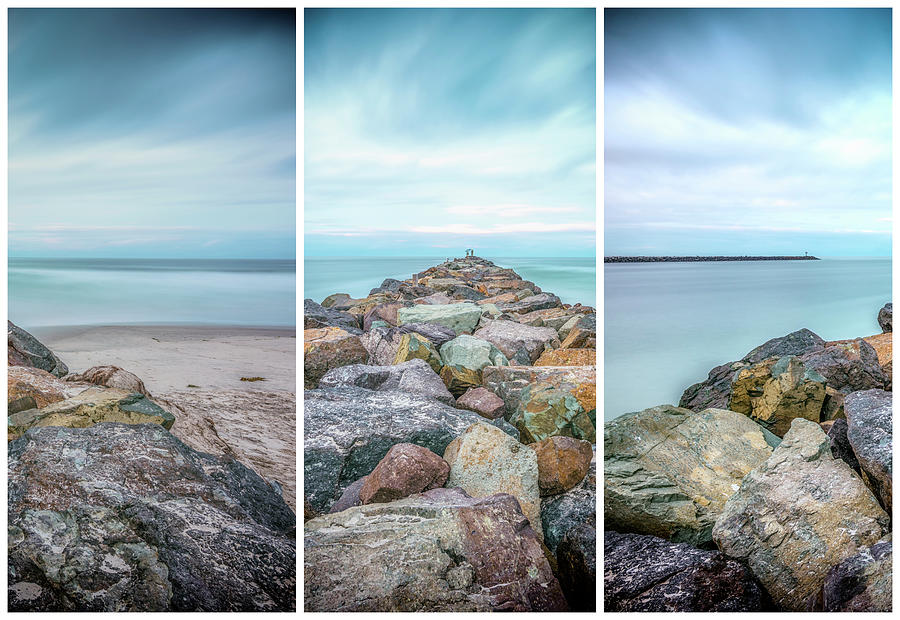 Mission Beach Jetty Triptych Photograph by Joseph S Giacalone