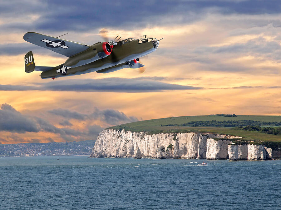 Mission Complete B-25 Over White Cliffs Of Dover Photograph by Gill Billington