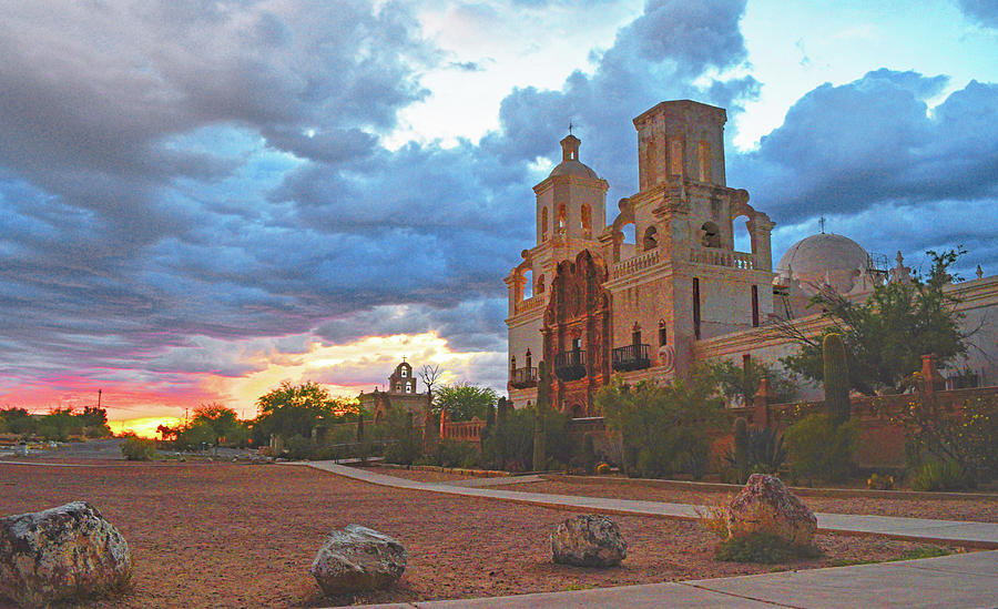 San Xavier Mission Sunset Photograph by Chance Kafka