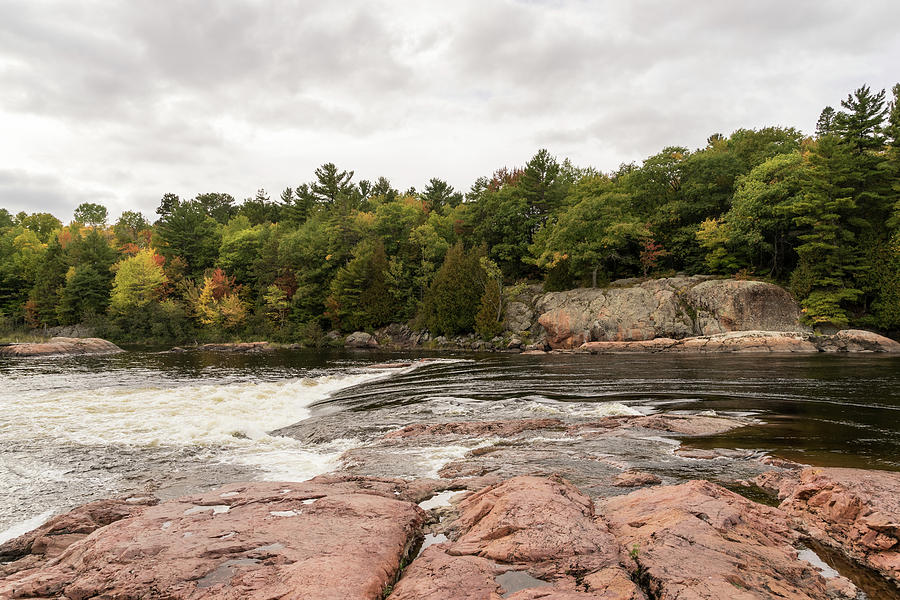 Mississagi River - Pink Granite Riverbed and Whitewater Rapids Photograph by Georgia Mizuleva