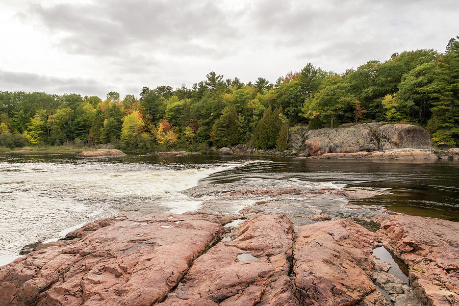 Mississagi River - Whitewater Rapids and Pink Granite Riverbed Photograph by Georgia Mizuleva