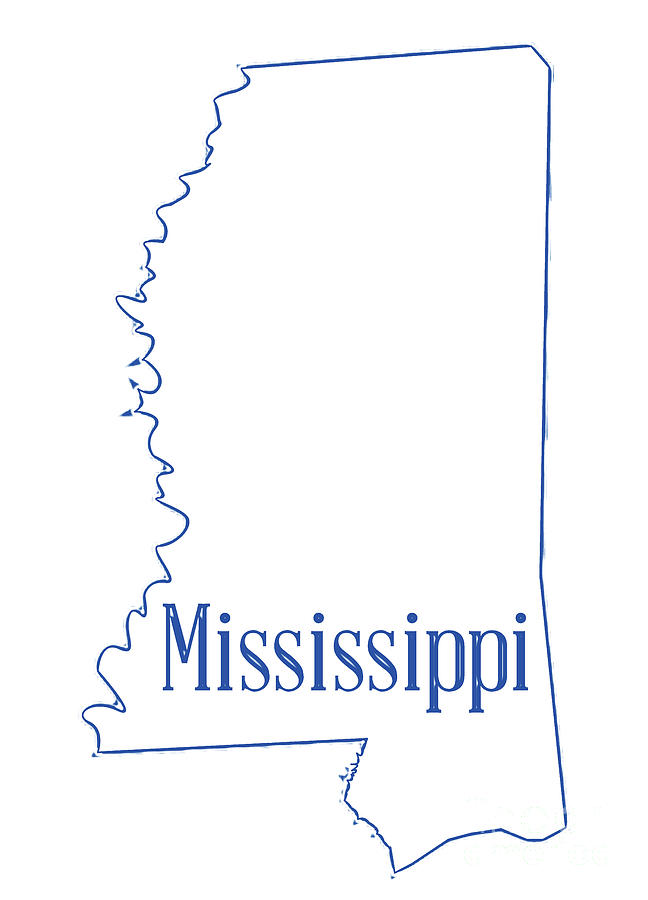 Mississippi State Outline Map Digital Art by Bigalbaloo Stock Fine