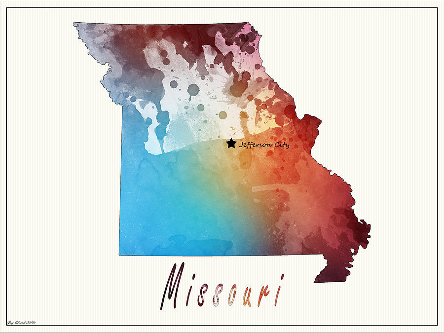 Missouri Watercolor Map Style 4 Painting by Greg Edwards