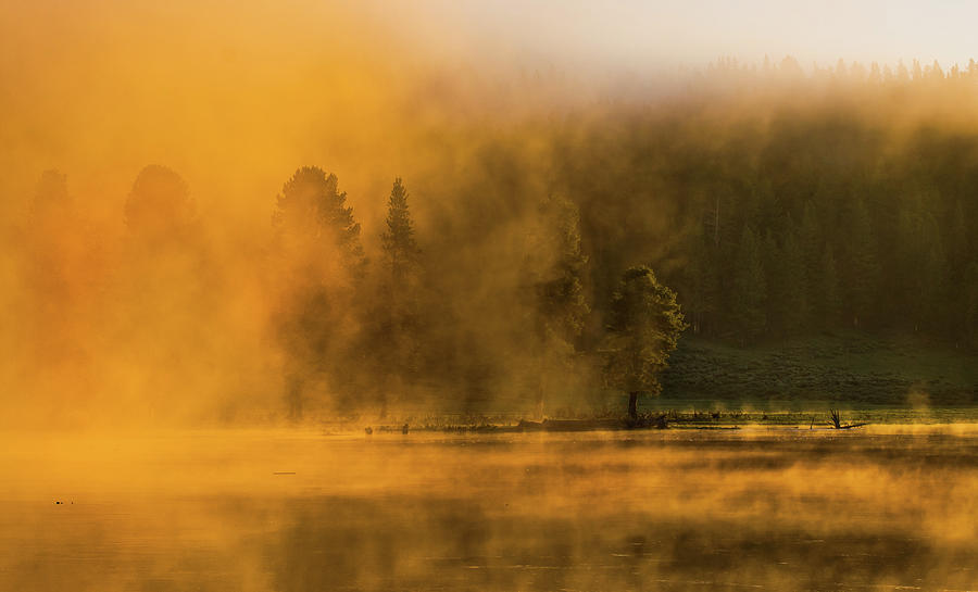 Mist On Yellowstone River Photograph by By Sathish Jothikumar