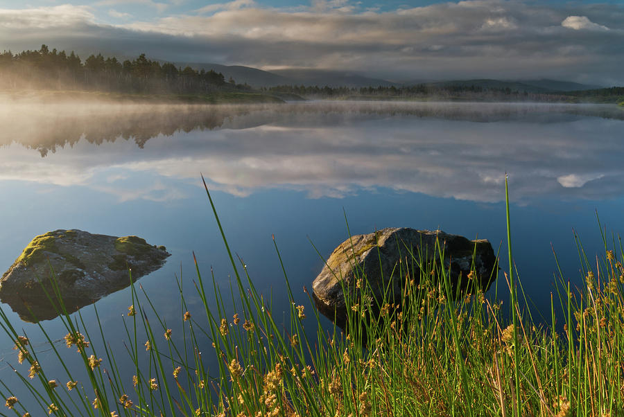 Mist over a loch, Isle of Lewis, Scotland Photograph by David Ross