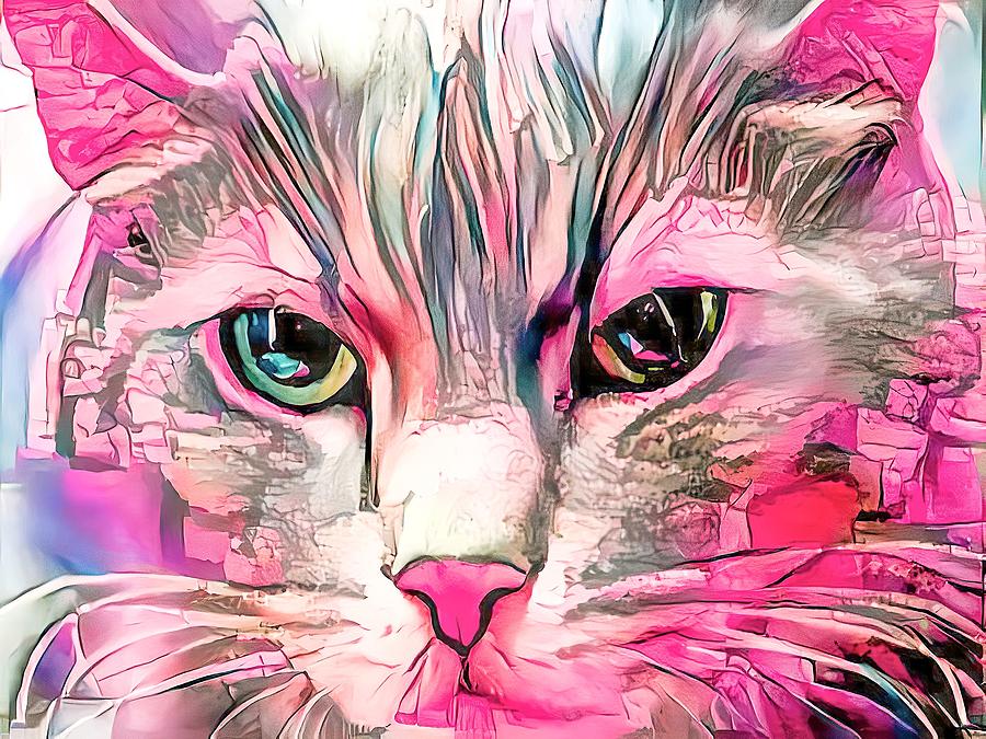 Mister Big Pink Face Kitty Digital Art by Don Northup