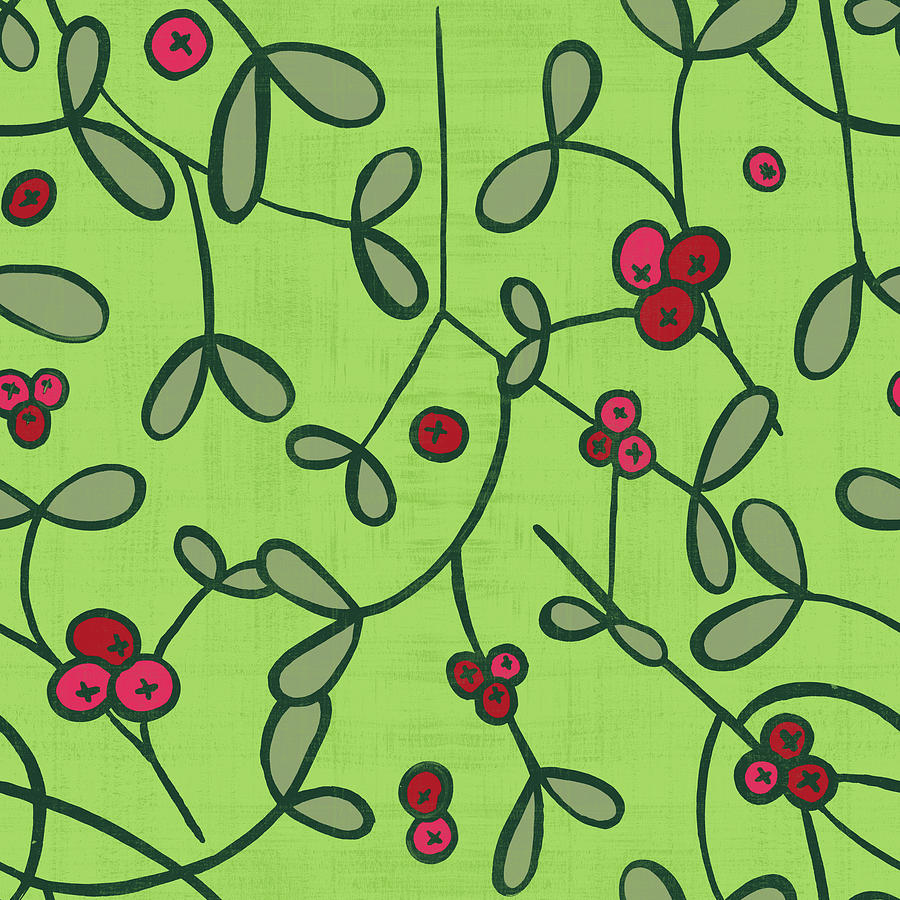 Mistletoe Holiday pattern Painting by Jen Montgomery