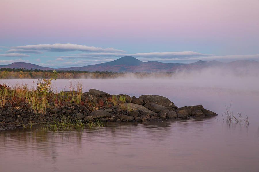 Misty Autumn Lakeside Sunrise Photograph by Chris Whiton