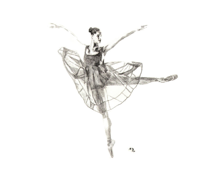 Misty Ballerina Dancer #1 Drawing by Lee McCormick