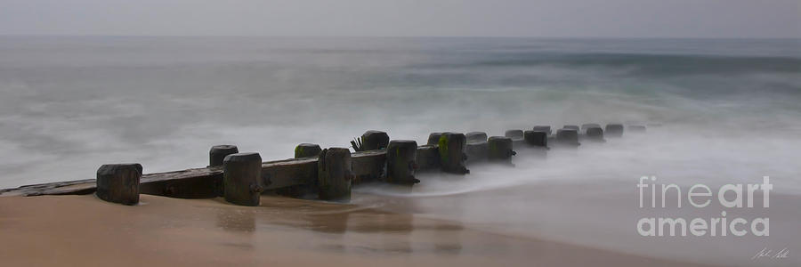 Misty Beach Morning - signed color panoramic version Photograph by Mark Miller