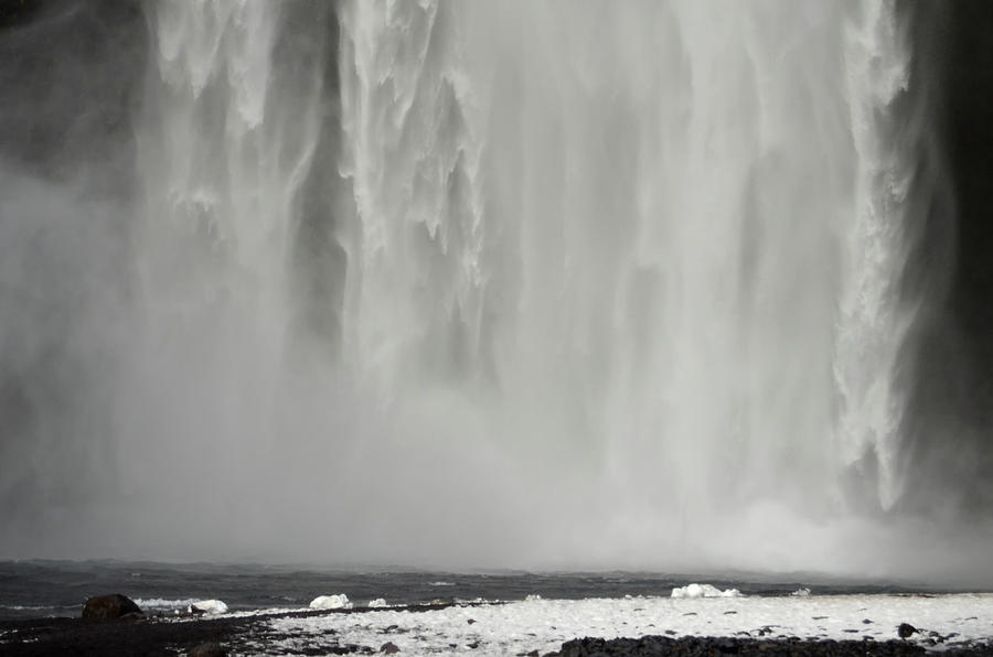 Misty Bottom of the Skogafoss Waterfall Cascade Iceland Photograph by Shawn OBrien