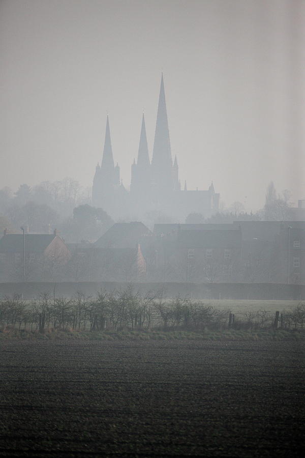 Lichfield Cathedral Photograph - Misty Cathedral by Alex England