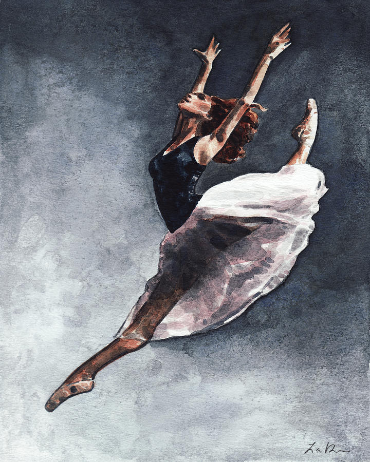 Inspirational Painting - Misty Copeland Leap by Laura Row