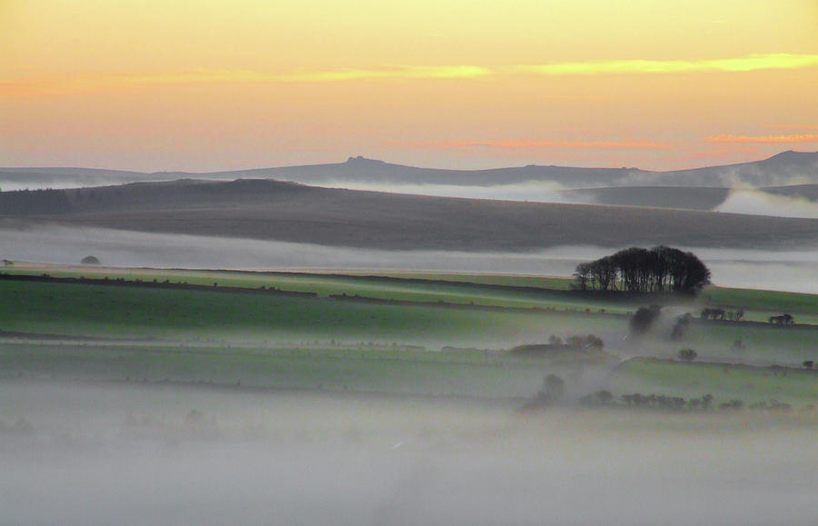Sunset Photograph - Misty Dartmoor Morning by Helen Jackson