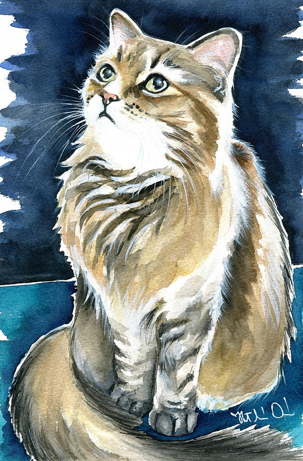 Misty Fluffy Cat Painting Painting by Dora Hathazi Mendes