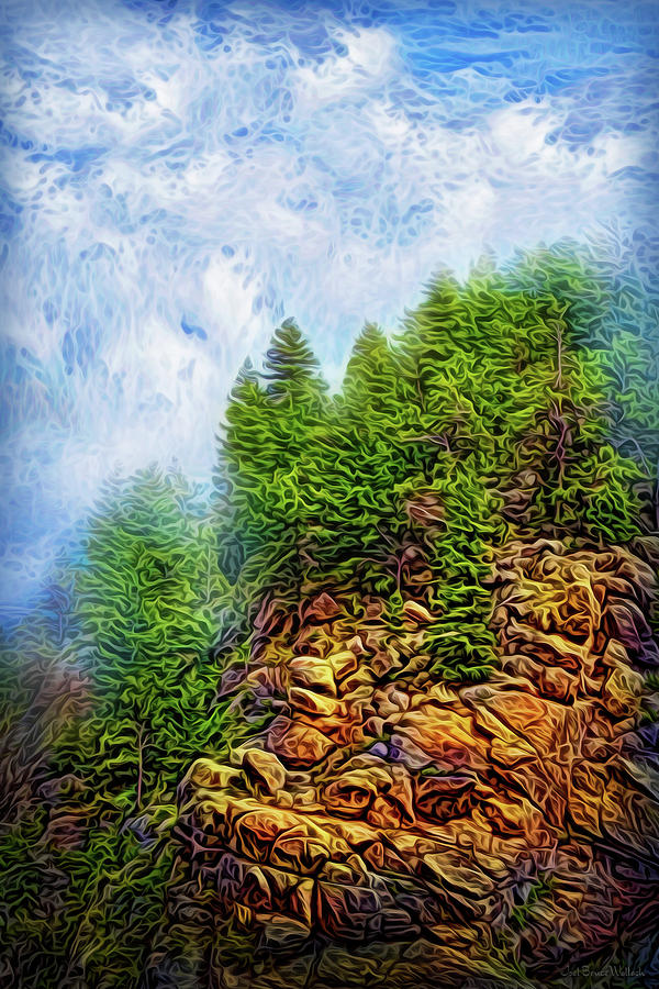 Misty Forest Cliffs Digital Art by Joel Bruce Wallach