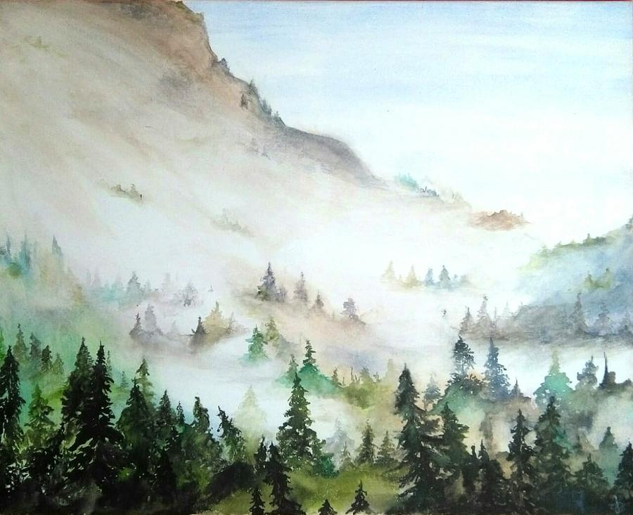 Misty forest Painting by Jealicia - Fine Art America