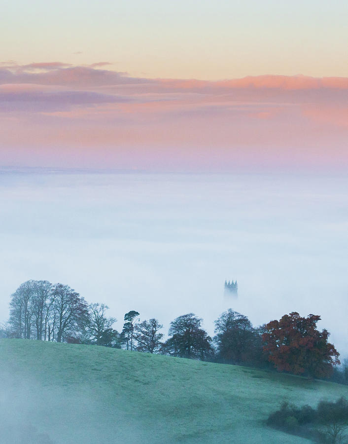 Misty Glastonbury Church Photograph by Milsters Images
