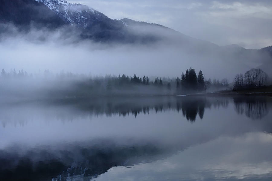 Nature Photograph - Misty Lake by Augenwerk Susann Serfezi