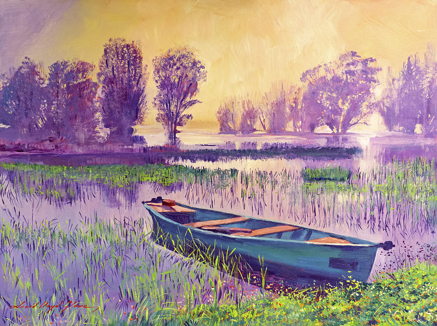 Misty Lake Morning Painting by David Lloyd Glover