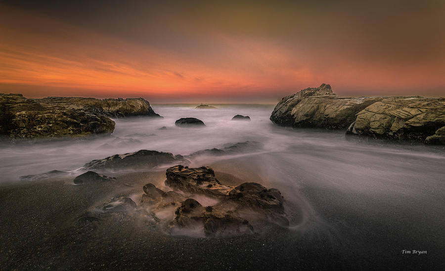 Cambria Photograph - Misty Morming at Moonstone by Tim Bryan