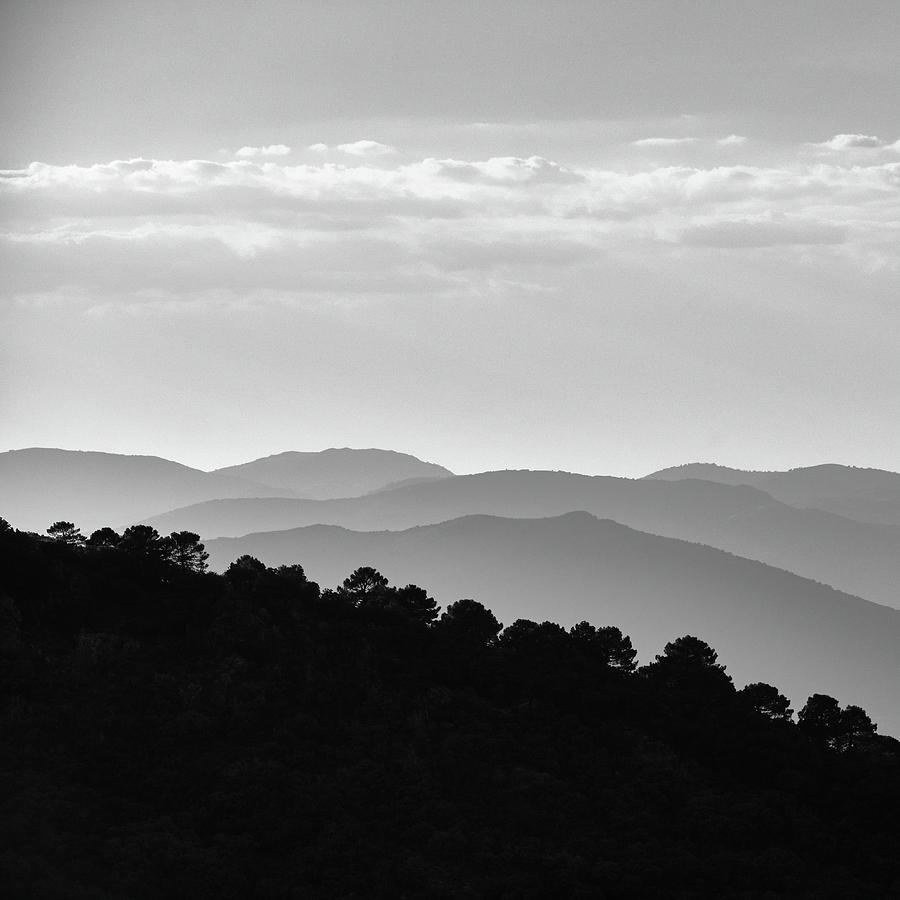 Misty mountains. Yesterday at sunset. Square Photograph by Guido ...