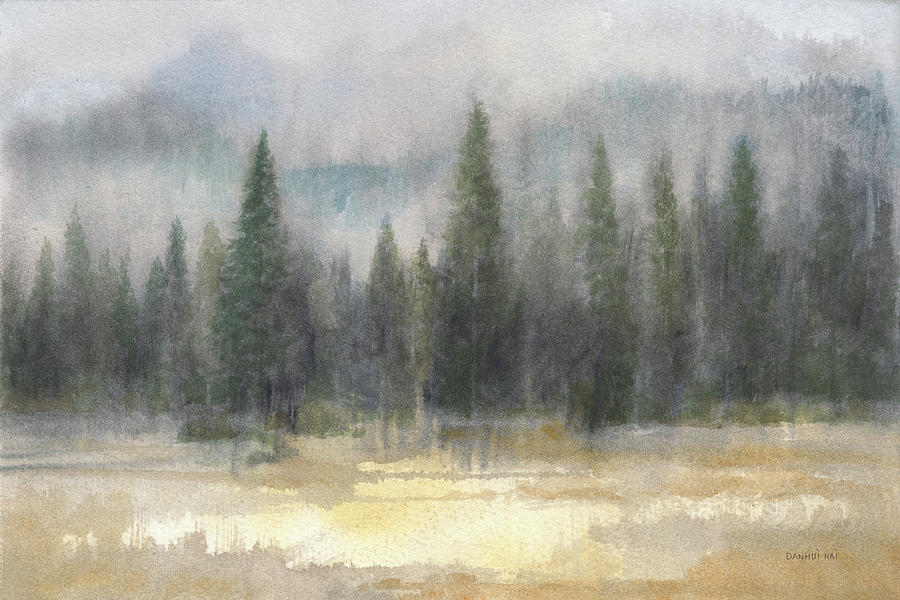 Misty Pines Painting by Danhui Nai Misty Pines Painting by Danhui Nai