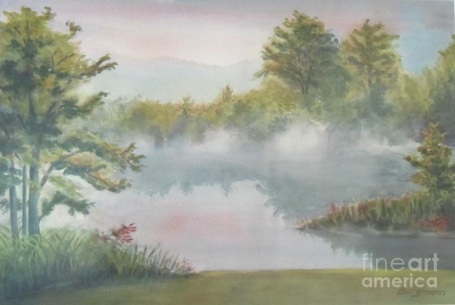 Misty Pond Painting by Petra Burgmann