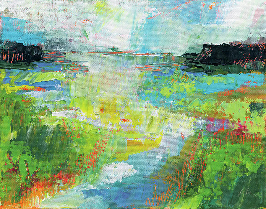 Landscape Painting - Misty River by Jeanette Vertentes