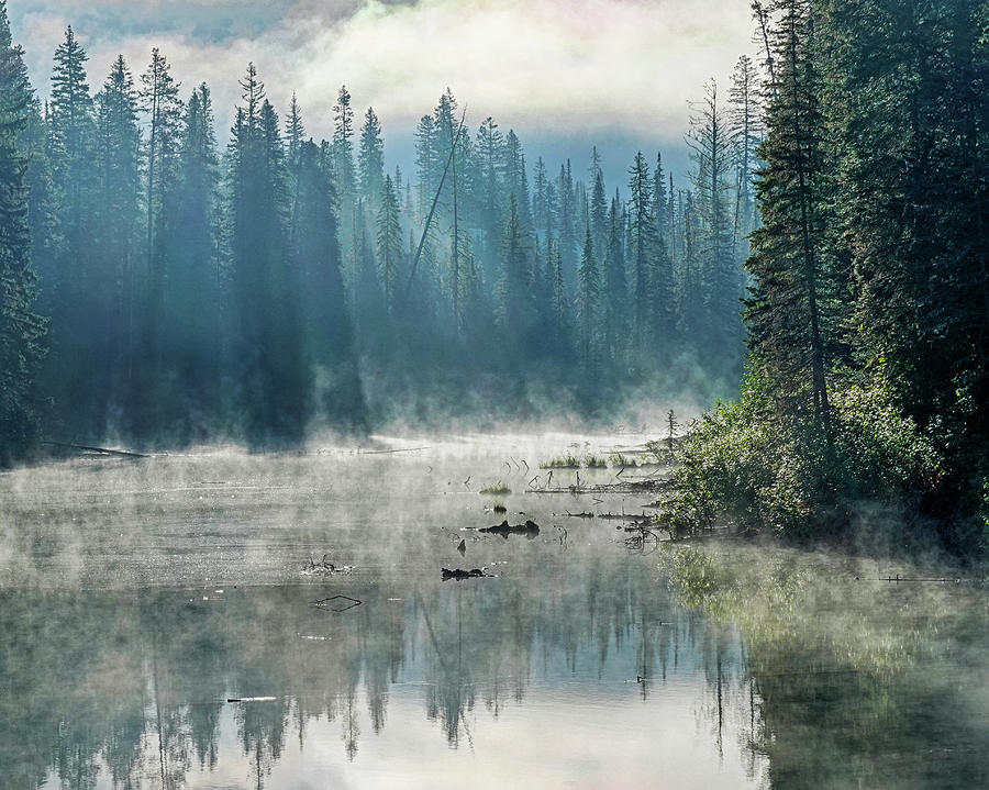 Misty Sunrays on Emerald Lake Yoho National Park Banff BC British Columbia Canada Reflection Photograph by Toby McGuire