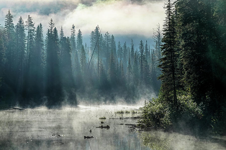 Misty Sunrays on Emerald Lake Yoho National Park Banff BC British Columbia Canada Photograph by Toby McGuire
