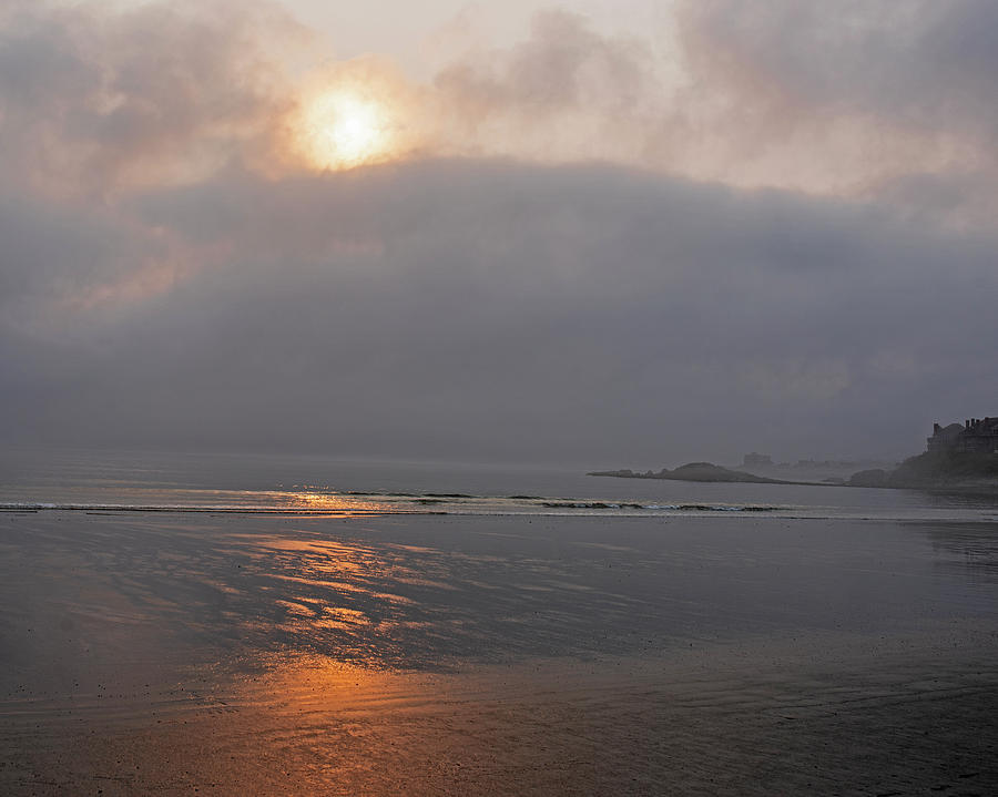 Misty sunrise over Nantasket Beach Hull Massachusetts Reflection Golden Sunrise Cloud Layer Photograph by Toby McGuire