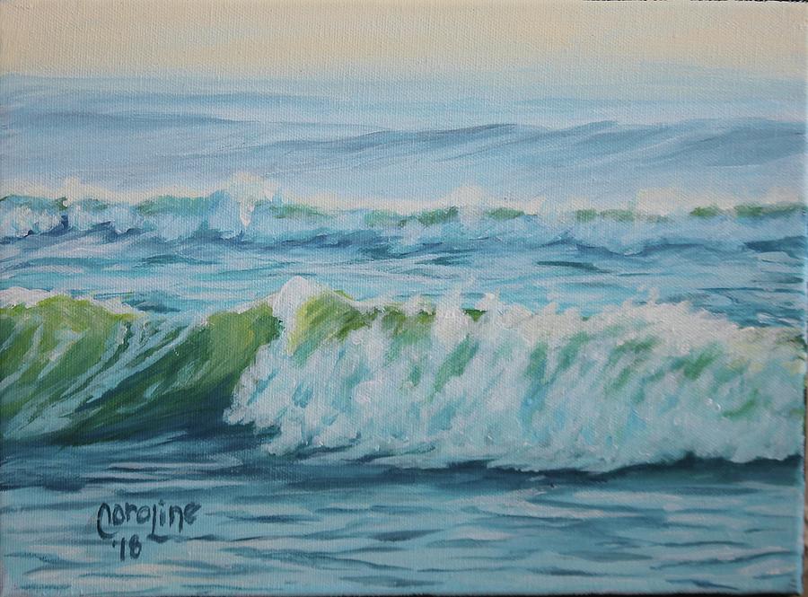 Misty Surf Ii Painting By Caroline Conkin - Fine Art America