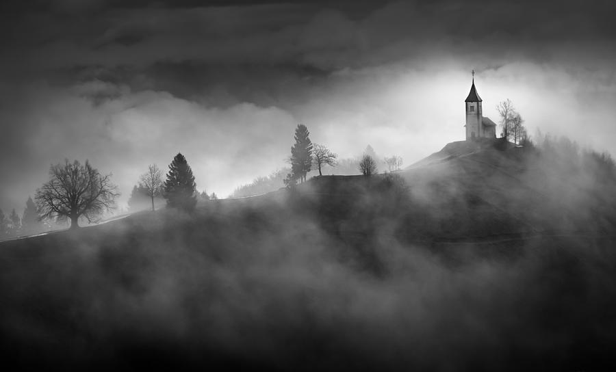 Tree Photograph - Misty Way To The Church by Sandi Bertoncelj