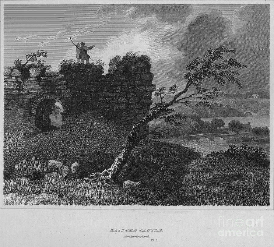 Mitford Castle, Northumberland, 1814 Drawing by Print Collector