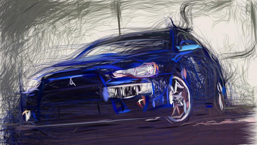 Mitsubishi Evo X FQ400 Draw Digital Art by CarsToon Concept