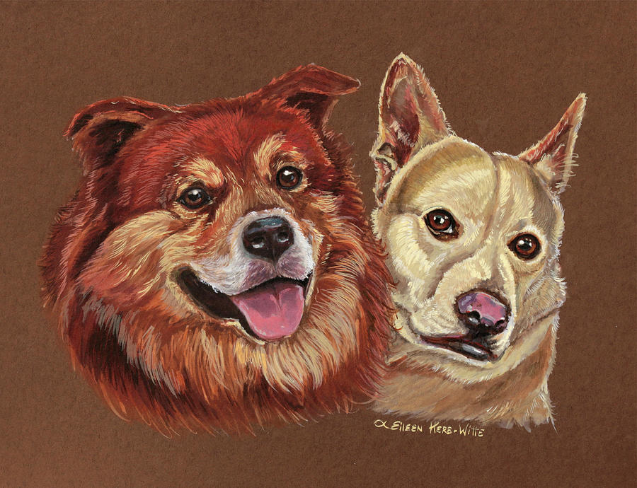 Mix Breed Dogs Painting - Mix Breed Dogs by Eileen Herb-witte