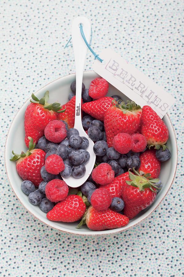 Mixed Berries In A Dish Photograph by Eising Studio - Food Photo & Video