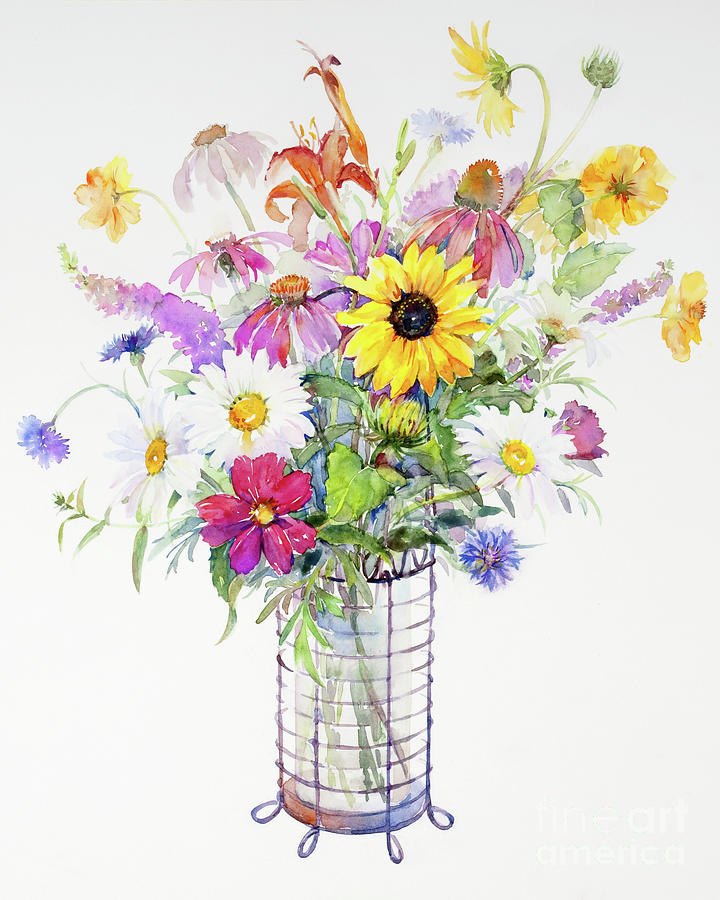 Mixed Bouquet, 2013 Watercolor Painting by John Keeling