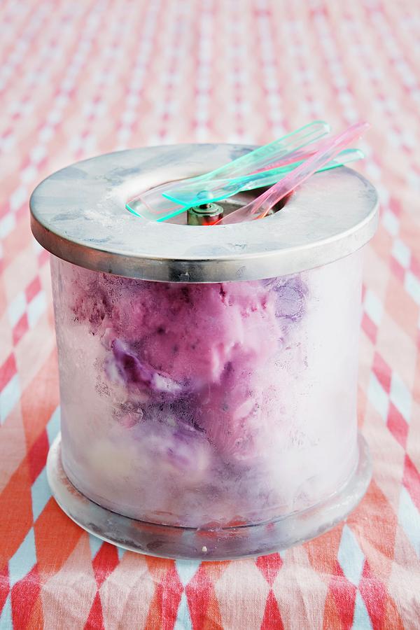 Mixed Ice Cream In The Jar With A Lid Photograph by Ulrika Ekblom
