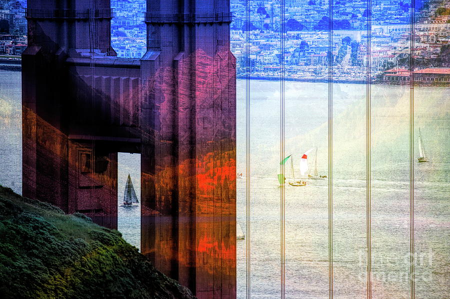 Mixed Media Golden Gate Bridge  Digital Art by Chuck Kuhn